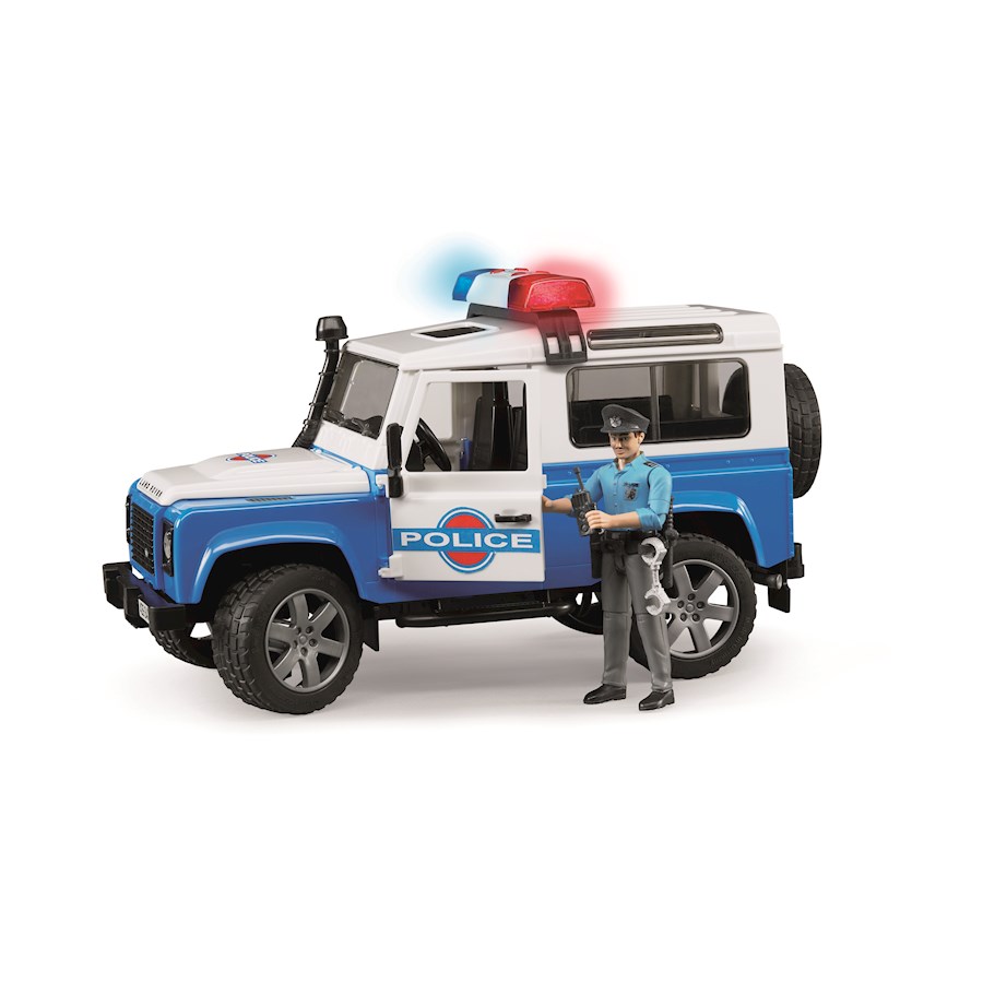 LAND ROVER DEFENDER POLIZIACON LUCI SUONI E POLIZIOTTO