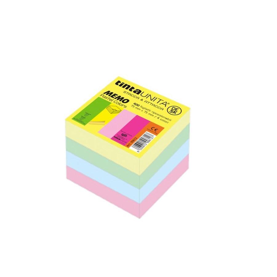 POST-IT CUBO TINTAUNITA DESK ATTACCA STACCA 75X75 300FF PASTEL ASS.
